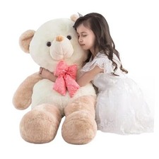 Giant Teddy Bear Stuffed Animals for Girls 4 Feet Big Teddy 47 Inch Apricot