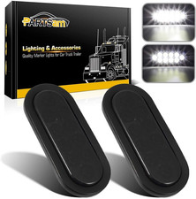2Pcs 6 Inch Oval White Led Trailer Lights 10 Diodes Smoke Lens Grommet and Pi...
