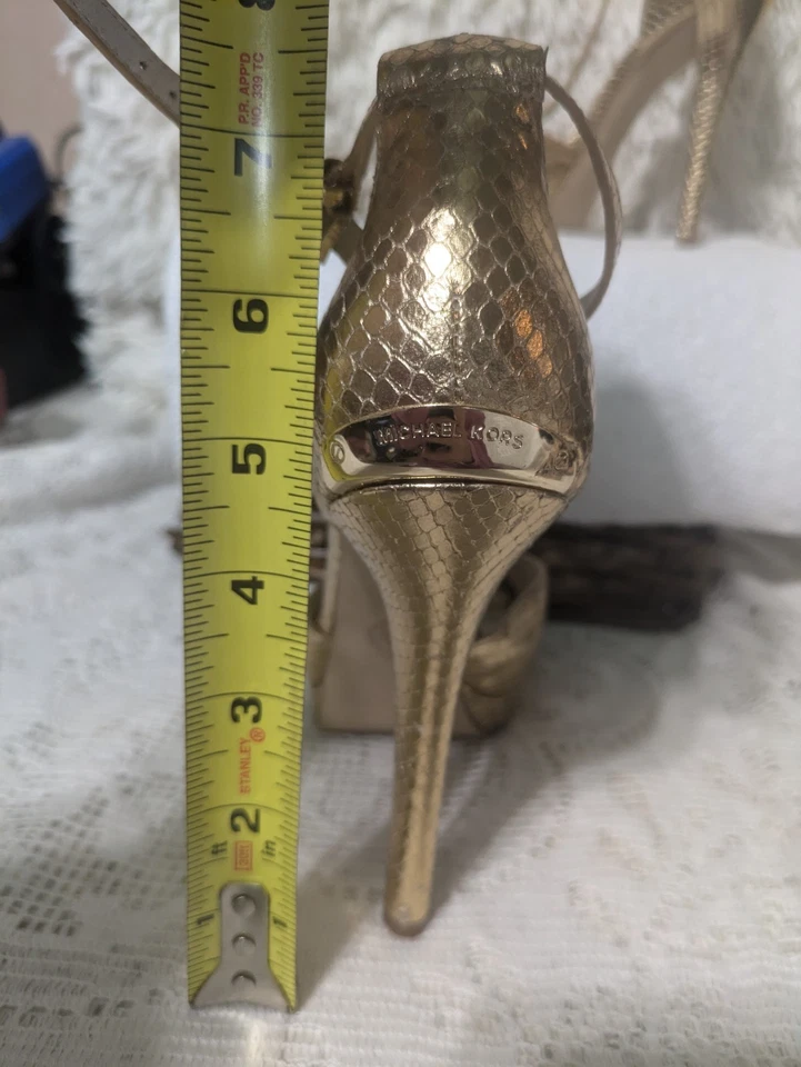 Michael Kors Women's Brenna Metallic Gold High Heel Sandals Size 8M US - Image 3 of 4