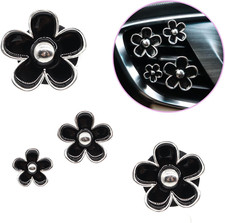 4 Pcs Daisy Flower Car Vent Clips Air Freshener Holder Black Silver Decor