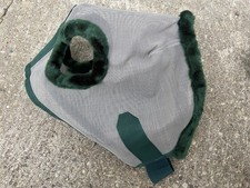 Green Horse Size Fly Mask With Fur Accent