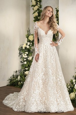 Jasmin Braut Langarm Spitze Brautkleid - Ex Sample UK 10