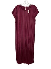 NWT Madewell Womens Short Sleeve Slip Midi Dress Size Medium Mulberry