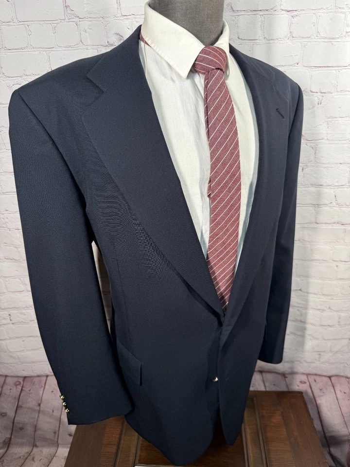 JOS. A. BANK Mens Navy Wool PURE WOOL Classic Fit Sport Coat Blazer Jacket 46L - Image 3 of 4