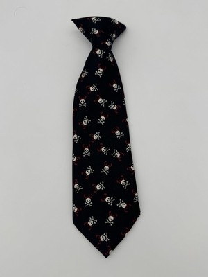Infant Baby Gap Boys Neck Tie clip on Black Skeleton Skulls Cross Bones Fun