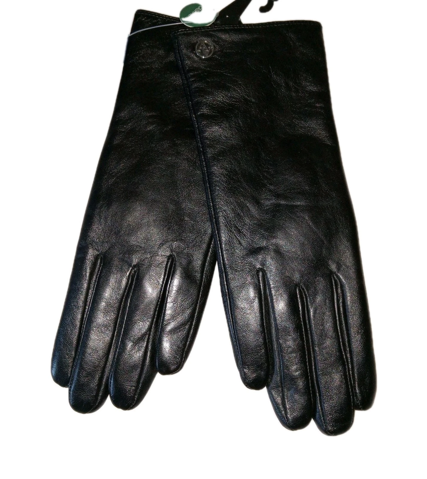 adrienne vittadini black leather cashmere gloves medium