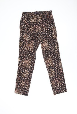 Marks and Spencer Damen Schwarz Geometrisches Muster Viskose Hose Größe 8 L27,5 in