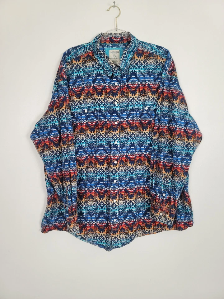 Panhandle Rough Stock Pearl Snap Men’s 2XL Long Sleeve Shirt Western Rodeo - Image 2 of 4