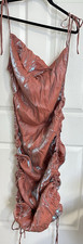 PRETTYLITTLETHING Pink Metallic Shimmer Cowl Neck Tie Strap Midi Dress 16