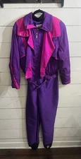 VTG 90’s Tyrolia Retro Ski Snow Suit Purple & Pink Insulated Head Womens Size 12