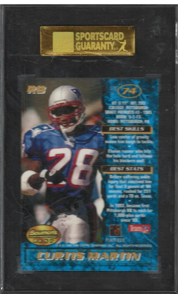 Bowmans Best #74 1995 Curtis Martin novato SGC 9 como nuevo HOF Patriots Jets cromo Foto 2 de 2