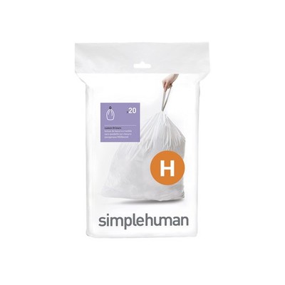 simplehuman Code H Custom Fit Drawstring Trash Bags in Dispenser Packs, 20 Count
