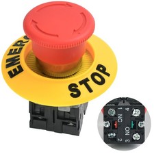 22mm Red Emergency Stop Push Button Switch 600V 10A SPDT Waterproof IP65