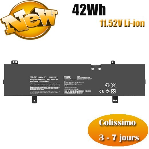 Batterie de rechange B31N1631 pour PC ASUS X505BA idéal pour le télétravail