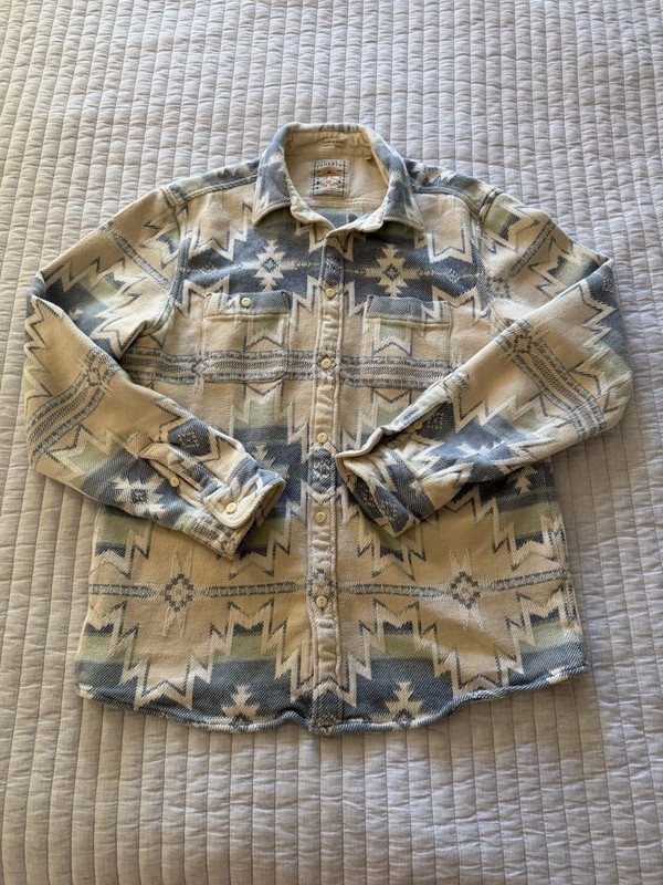Faherty Brand Doug Goodfeather Artist Series Organic Cotton Blanket Shirt Mens L