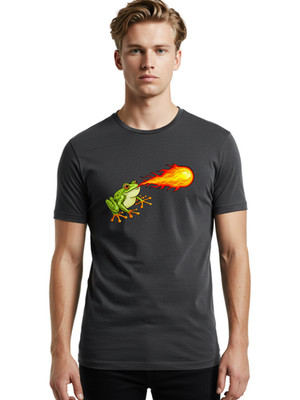 Frog-Breathing-Fire-6 Mens Graphic Tee, 100% Cotton, Casual Summer Wear