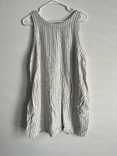 A New Day Mini Shift Dress Womens XL White Black Vertical Pinstripe Keyhole Back