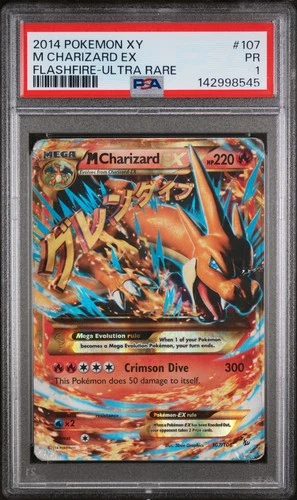 2014 POKEMON XY FLASHFIRE ULTRA RARE #107 M CHARIZARD EX PSA 1