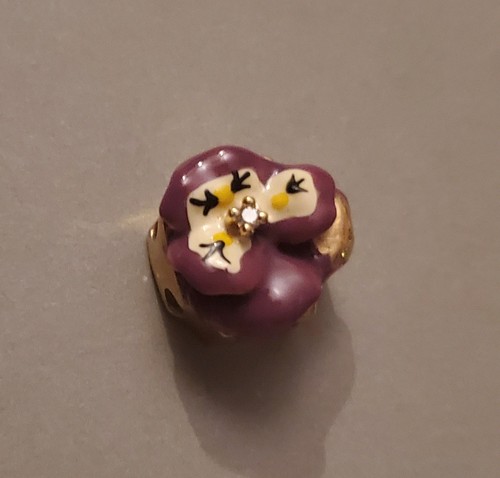 10K YG Richard Klein Pansy With Diamond Slide Charm For Slide Bracelet