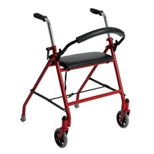 drive Aluminum 29 to 38" H Dual Release Folding Walker with Wheels and Seat up