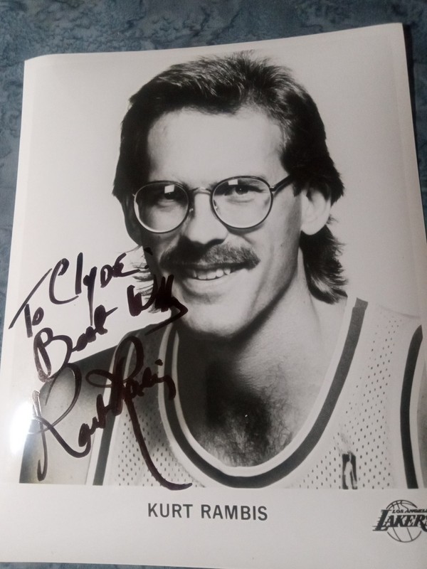 Glossy Signed Photograph Kurt Rambis Lakers No COA
