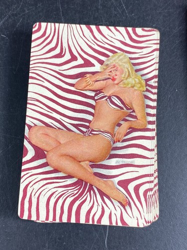 2 Vintage Pinup Playing Cards 1948 Esquire w/ Box Risque Zebra Leopard Complete - Picture 2 of 24