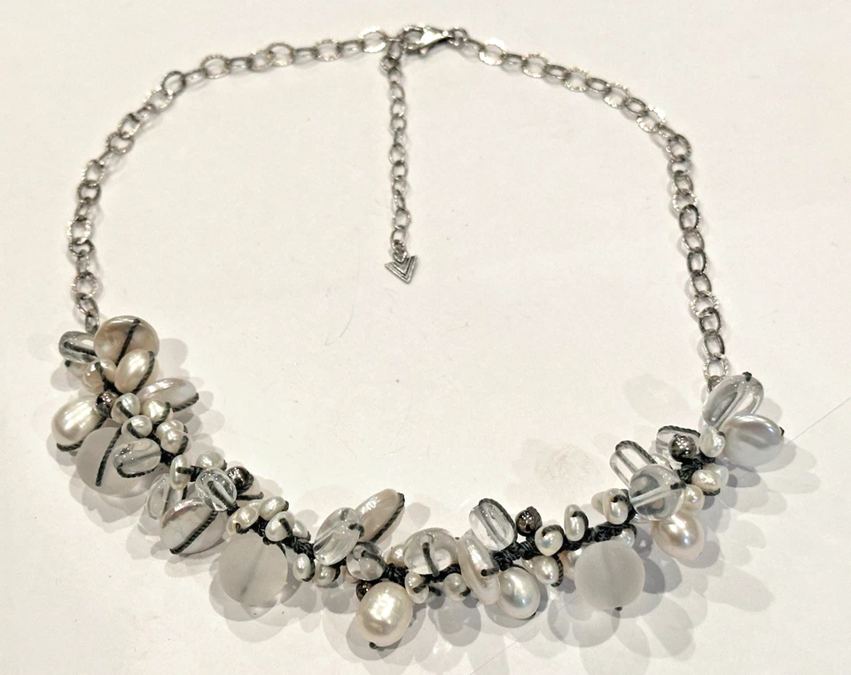 SILPADA Effervescence Sterling Silver Pearl Quartz Crystal 18" Necklace N2189 EU - Image 4 of 4