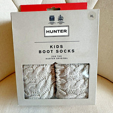 Hunter Tall Boot Socks Cable Knit Fleece Beige Kids XL 4-6 Womens Size 6-7.5 New