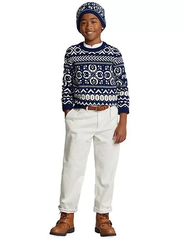 Polo Ralph Lauren Boy's Fair Isle Wool Sweater blue Navy Size 6 New $165 - Picture 4 of 6