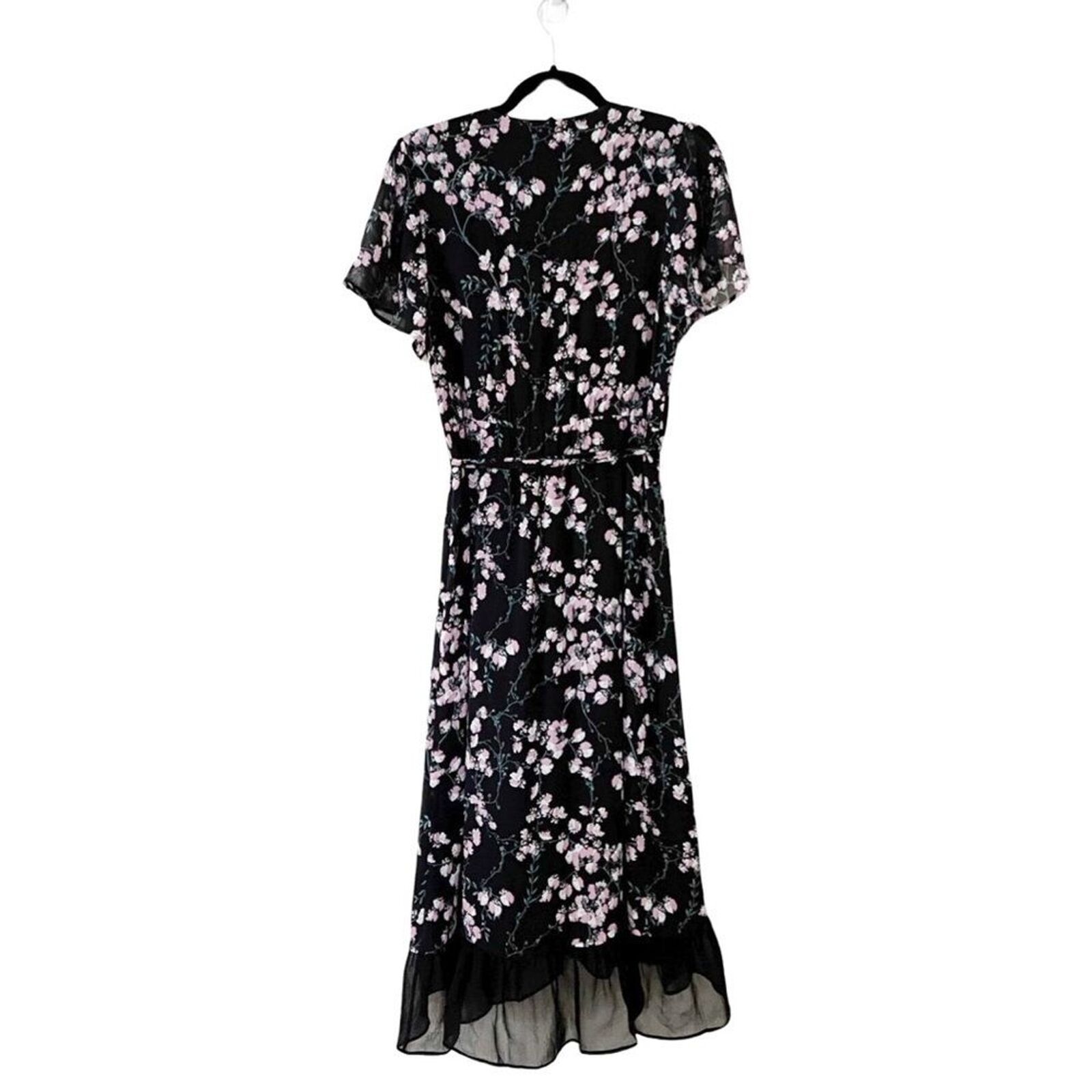 PAIGE Palisades Cape Sleeve Silk Floral Dress Bla… - image 2