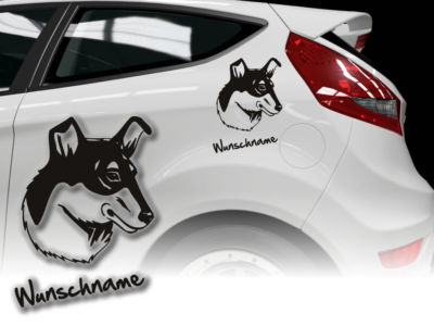 Aufkleber Collie Smooth Kurzhaarcollie H140 Hundeaufkleber Wunschname Auto