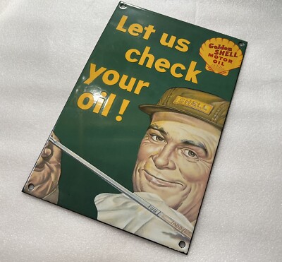 12in MOTOR OIL PORCELAIN ENAMEL SIGN Gas Pump Plate | eBay