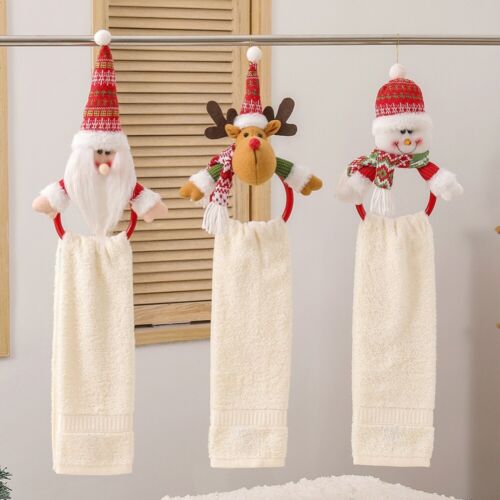 Schnee männer Weihnachts handtuch Anhänger Elch Racks Halter  Badezimmer - Picture 1 of 10