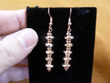 EE700-27 9mm crackly textured round Copper beaded dangle wire hook earrings