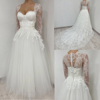 Elegant Wedding Dresses with Detachable Train Illusion Backless Vestido de novia