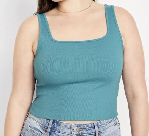 Old Navy Tank Top Womens XXL TALL Fitted Square Neck Crop Rib-Knit New