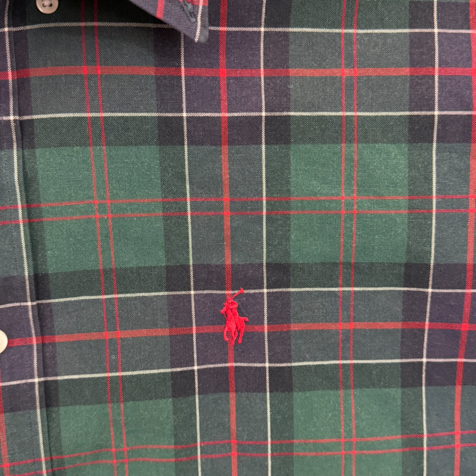 Polo Ralph Lauren camicia abbottonata uomo XL grande verde a quadri pony blake casual