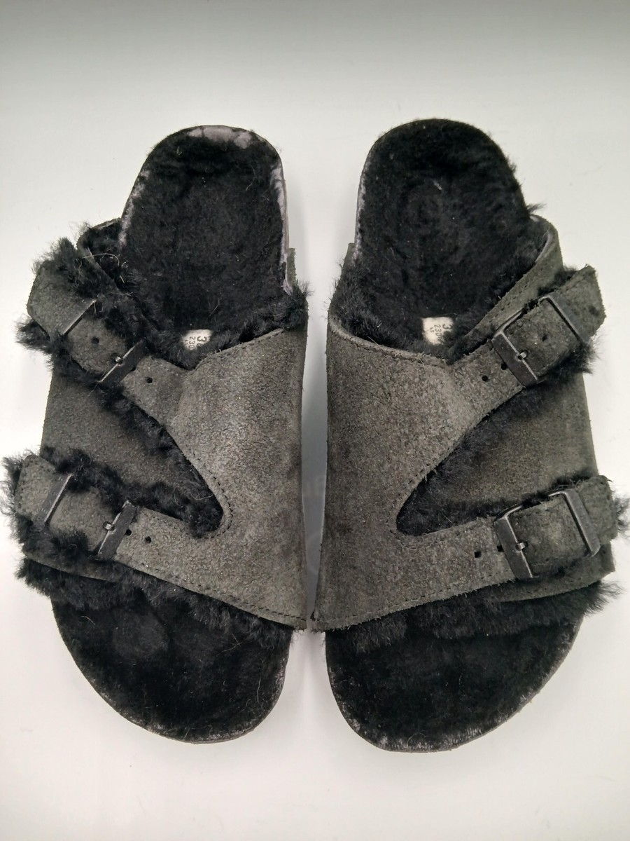 Birkenstock Zurich Shearling Size 36 Black Narrow Fit Sandals