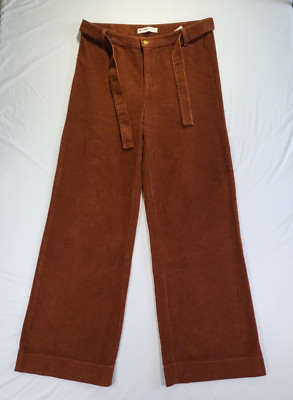 Koton Jeans Womens Corduroy Pants Wide Leg Size 42 (Actual 34 X 31 ) Belt Brown