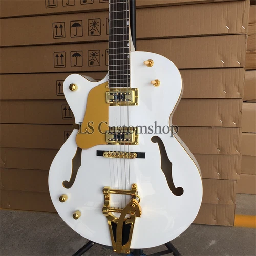 Factory Vintage '59 Falcon Left Handed Electric Guitar G6136T Hollow Body White