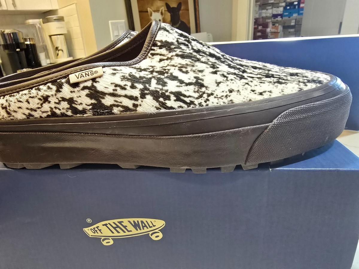 Vans Premium Pony Hair Mules Slides Chocolate Slip-On Shoes MENS