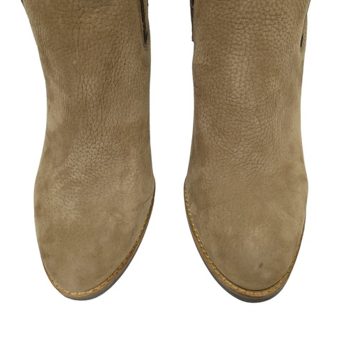 Lucky Brand Maldeev Booties Ankle Boots Pull On Brown Leather Nubuck Size 9 Boho - Picture 9 of 12