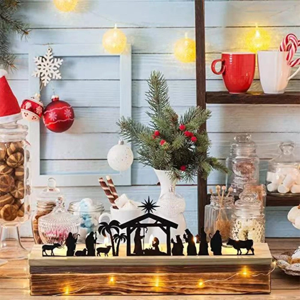 Black Home Ornament Nativity Scene Tabletop Decoration Home
