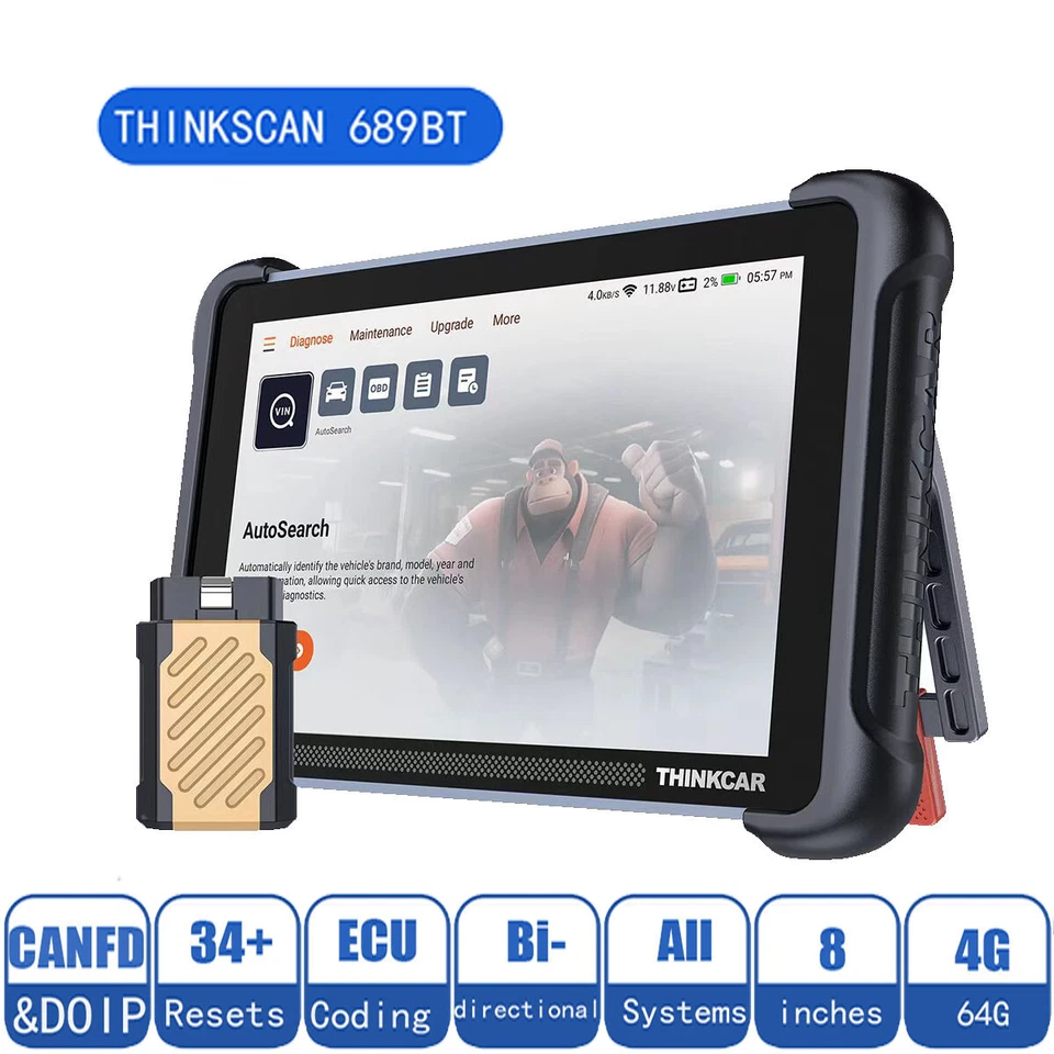 THINKCAR 2025 Newest ThinkScan 689BT Car Diagnostic Tool All Systems Scanner CANFD & DOIP