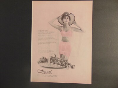 1955 GOSSARD PINK BRA & GIRDLE SET The Youthful Line vintage art print ad