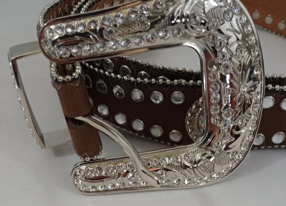 Пояс западного родео Blazin Roxx Concho с заклепками и цветочным тиснением размер XL около 47 дюймов - Изображение 2 из 4