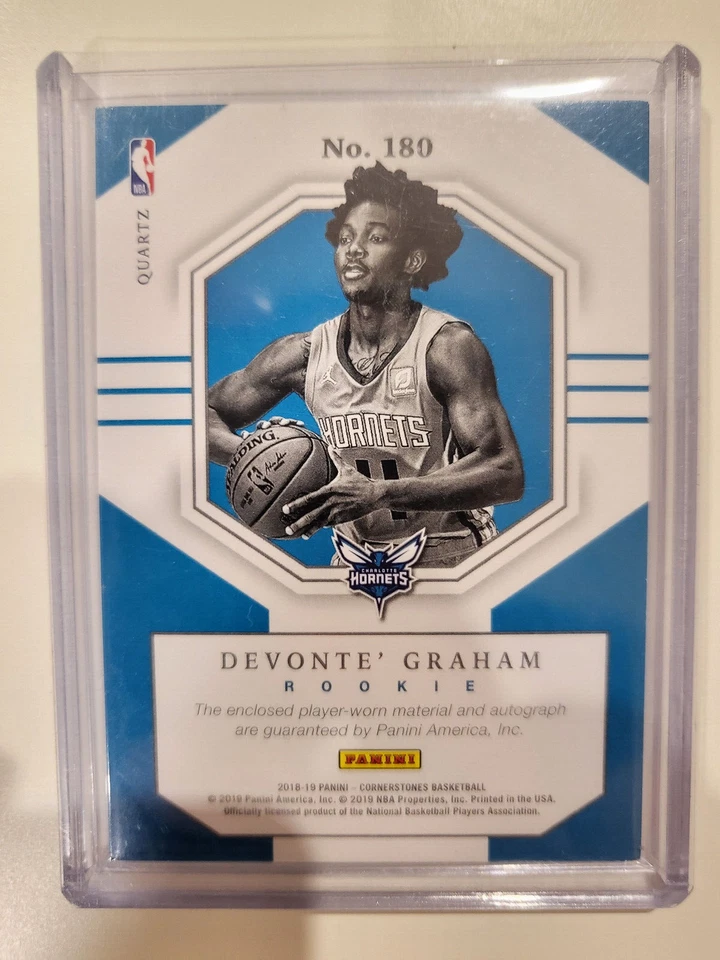 2018-19 Devonte’ Graham Cornerstones auto Jersey Patch Rookie RPA RC #180 44/49 - Image 2 of 2