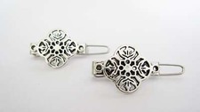 Extra tiny small silver metal floral shape hair pin clip barrette set of two 