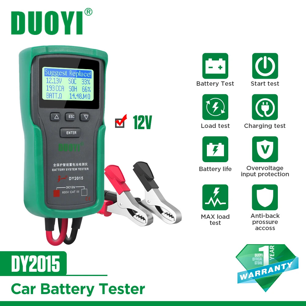 12V 24V Digital Car Battery Tester with Load AC Function for Auto Starting