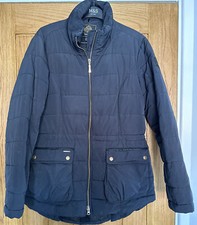 Toggi Bette Coat Quilted Jacket Navy Blue Uk 12 Faux Fur Collar & Cuffs Equestri